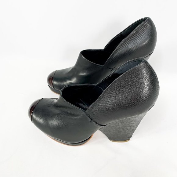 RACHEL COMEY Black Leather Chunky Snake Heels - Picture 7 of 9